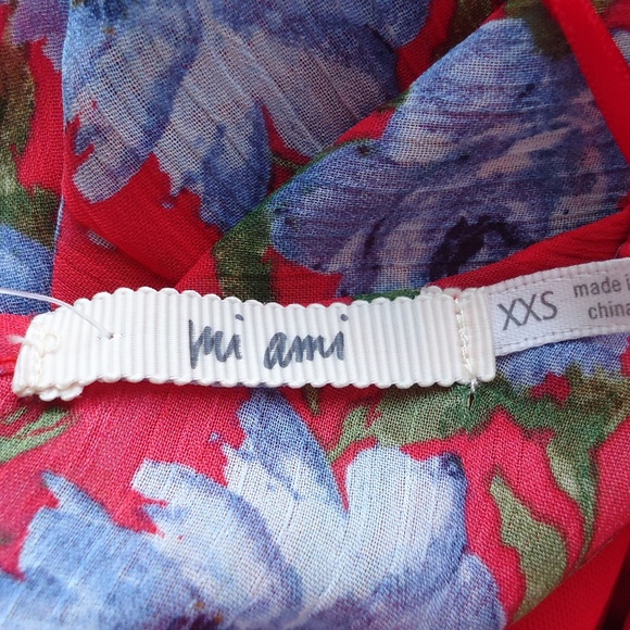 Francesca's Women's Red Floral Long Sleeve Wrap Dress Cocktail Blue Flowers - Picture 10 of 12